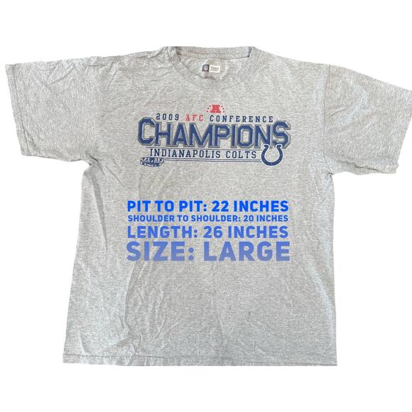 Vintage Tees - NFL Team 2009 AFC Champions Indianapolis Colts Graphic Tee*SZ L - Picture 3 of 6